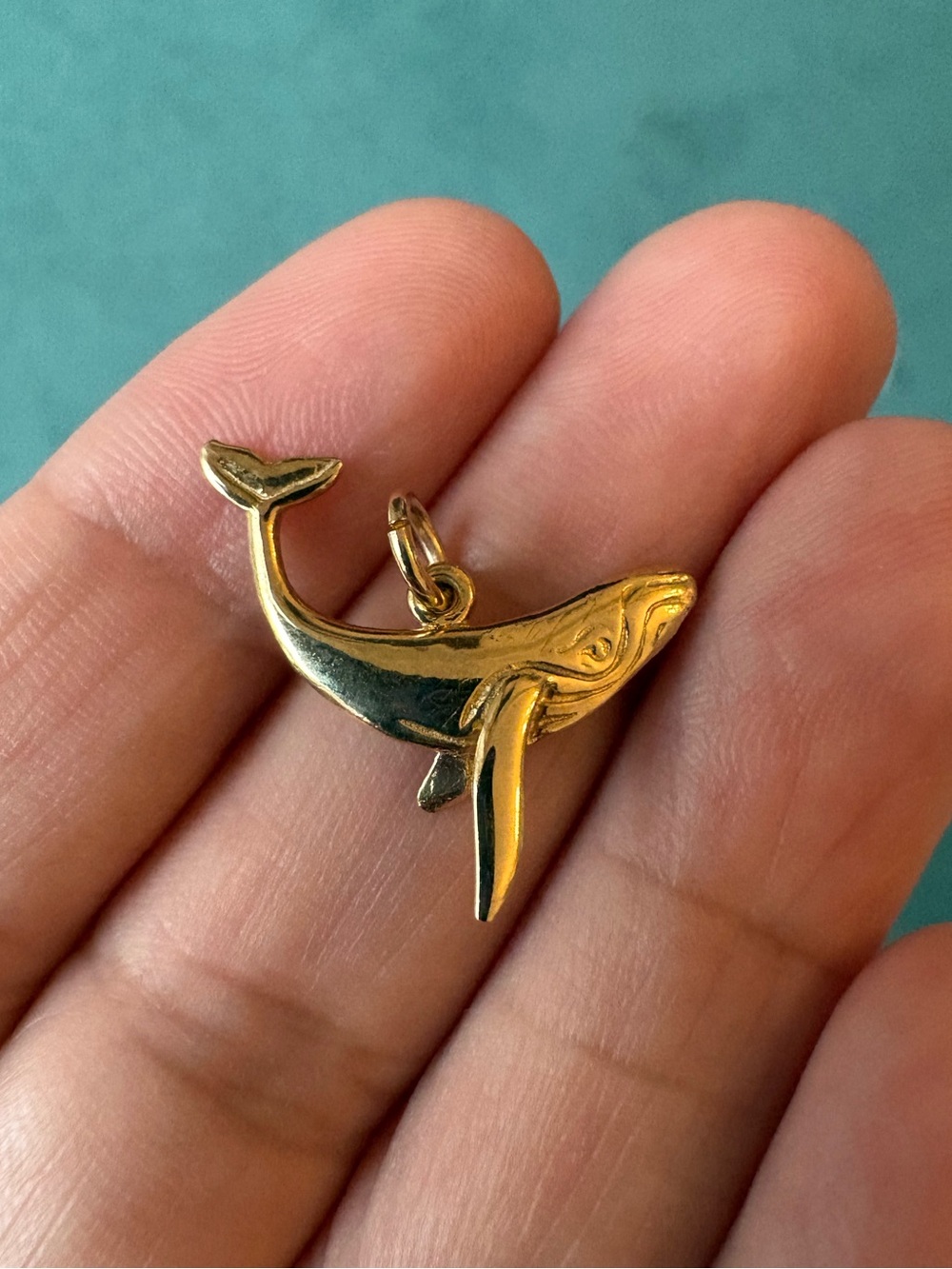 10k Solid Gold Whale Pendant Charm